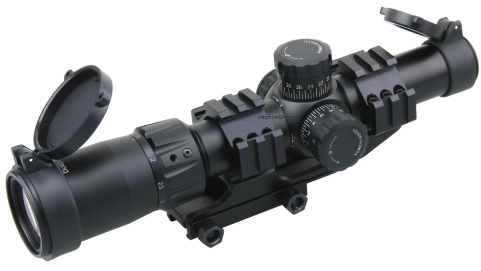 Vector Optics Mustang Rifle Scope, 1-4x24mm, 30mm Tube, FFP, Etched Glass M-4RD Reticle, Matte, Black, SCFF-36