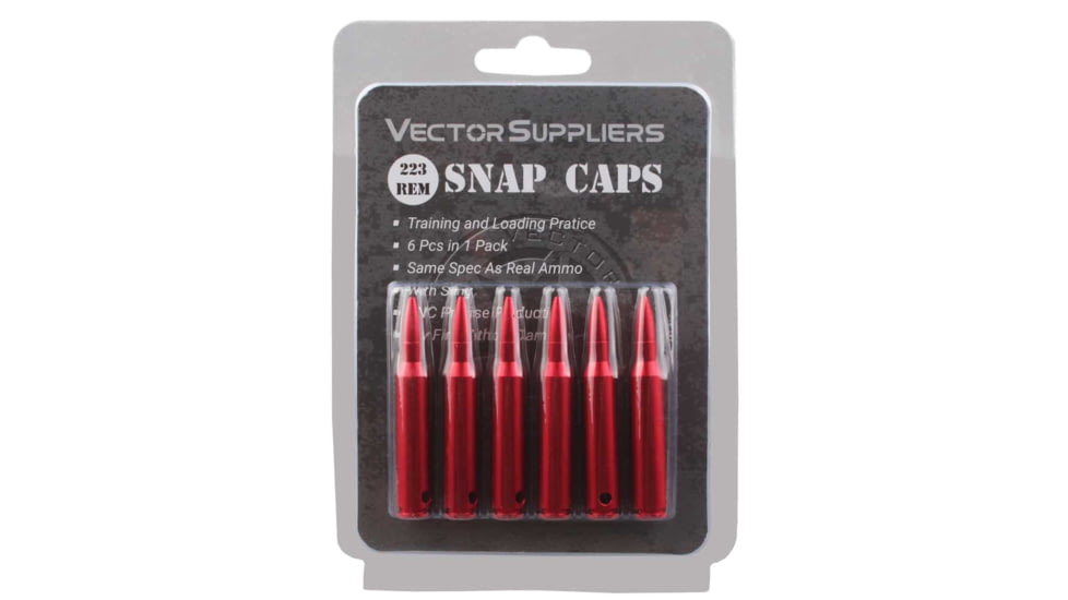 Vector Optics Snap Caps, Rifle, .223 Remington, 6 Rounds/ Pack, w/ Sling, Red, SCSC-01