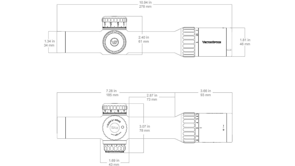 Vector Optics Continental x10 1-10x28 34mm Tube ED CTR Rifle Scope, First Focal Plane