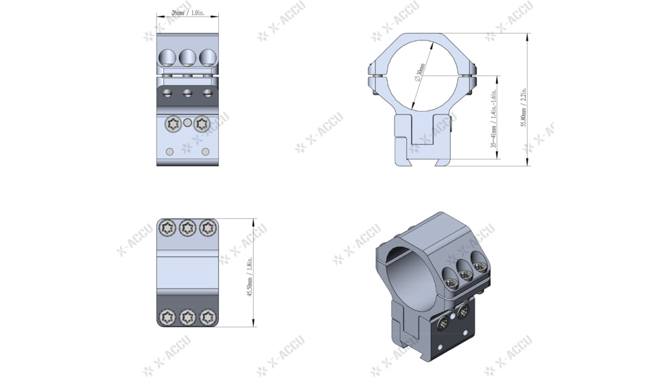 Vector Optics X-Accu 30mm Adjustable Elevation Picatinny Rings, Dovetail Mount, Black Matte, Chorme, XASR-3045