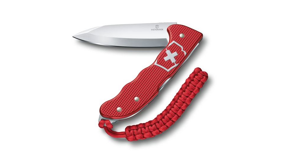 Victorinox Hunter Pro Alox Folding Knife with Clip and Paracord, Red, 130mm 0.9415.20