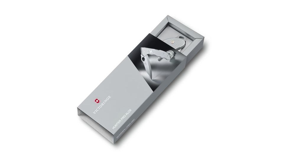 Victorinox Hunter Pro Alox Folding Knife with Clip and Paracord, Silver, 130mm 0.9415.M26
