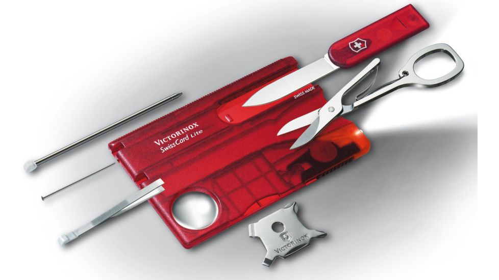 Victorinox SwissCard Lite White Light Swiss Army Multi Tools Ruby 0.7300.T-X2