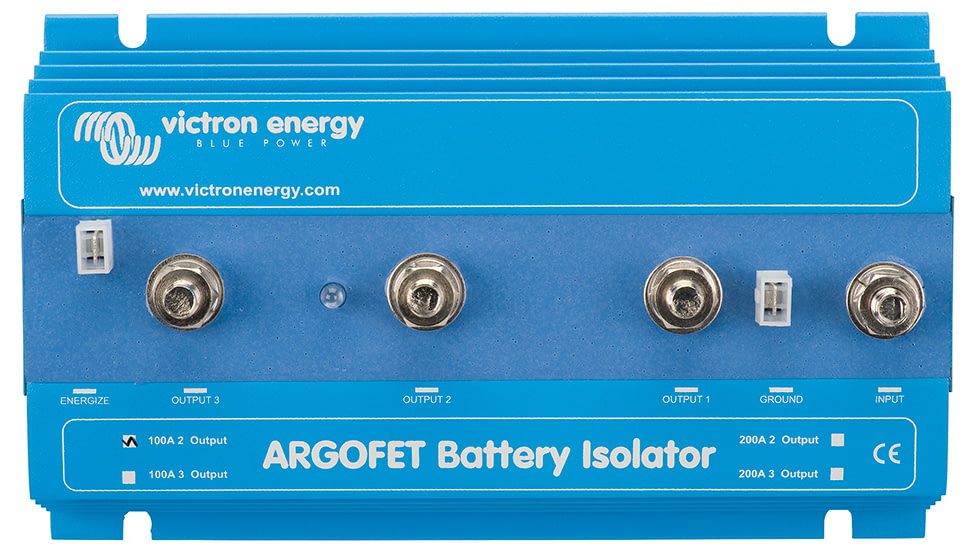 Victron Energy Argo FET Battery Isolator, 100 amps, 2 Batteries, Blue, ARG100201020