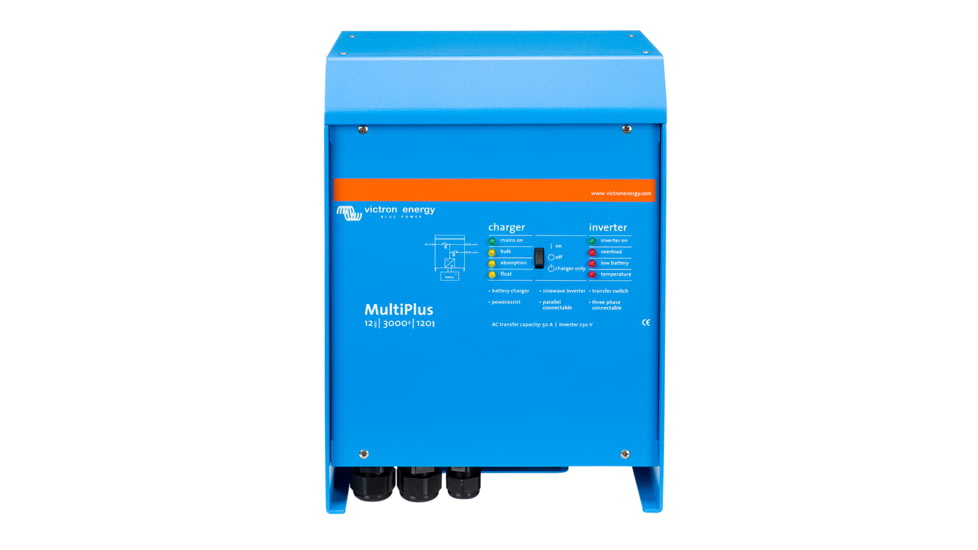 Victron Energy Multiplus Inverter/Charger, 12 volts, 3000W, 120 amps Battery Charger, 50 amps Transfer Switch, UL LISTED, Blue, PMP122301102