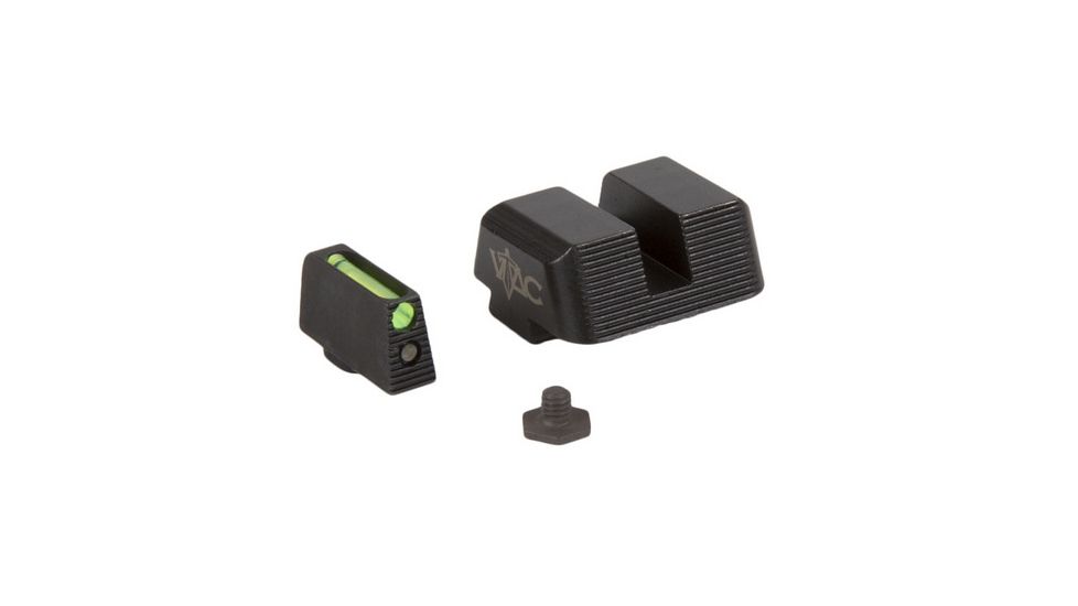 Viking Tactics VTAC Glock Sights, Fiber Front/Steel Rear, Green Front, Black Rear, VTAC-VSGL-FB