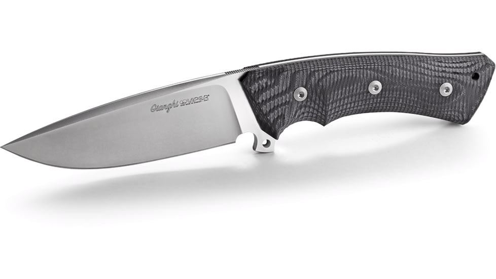 Viper Ganghi Black Fixed Blade Knife, 9.75in Overall, 4.5in Satin Bohler N690 SS Blade, Black Suretouch Handle, Brown Leather Belt Sheath, V4880GG