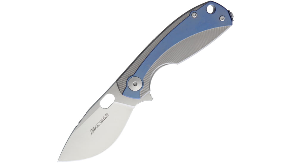 Viper Lille Framelock Tiium Folding Knife, 3.63in Closed, 2.5in Satin Bohler M390 SS Blade, Blue/Silver Anodized Titanium Handle, Thumb Pull, Pocket Clip, Designed By Jesper Voxnaes, V5962TIBL