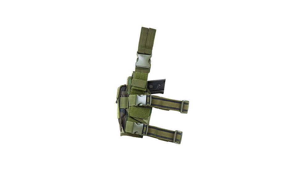 VISM 2955 Tactical Drop Leg Adjustable Holster, Woodland Camo CVDLHOL2955WC