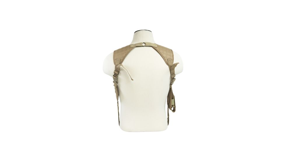 VISM Ambidextrous Horizontal Shoulder Holster/Double Magazine Holder/Tan, TAN CV2909T