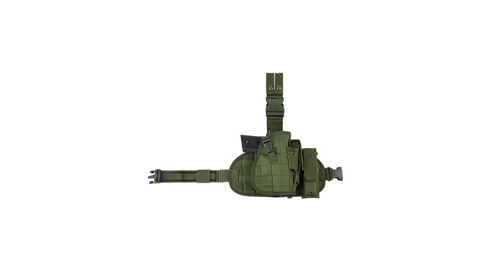 VISM 2956 Drop Leg MOLLE Panel/Holster/Pistol Magazine Pouch, Green CVDLHOL2956G