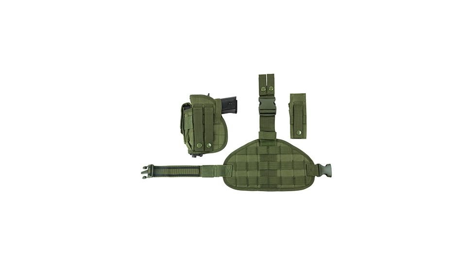 VISM 2956 Drop Leg MOLLE Panel/Holster/Pistol Magazine Pouch, Green CVDLHOL2956G