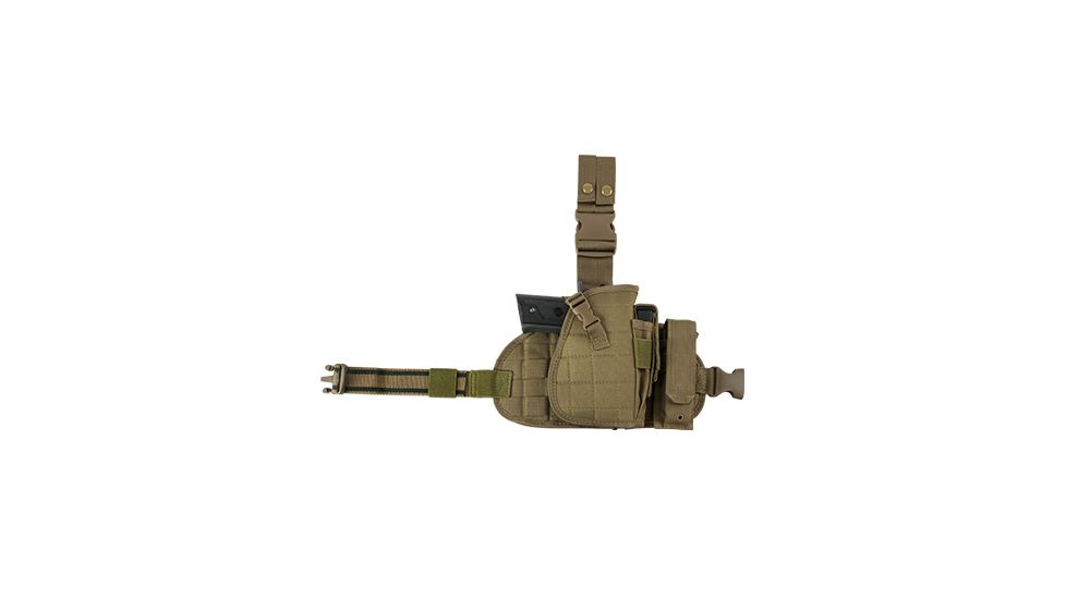 VISM 2956 Drop Leg MOLLE Panel/Holster/Pistol Magazine Pouch, Tan CVDLHOL2956T