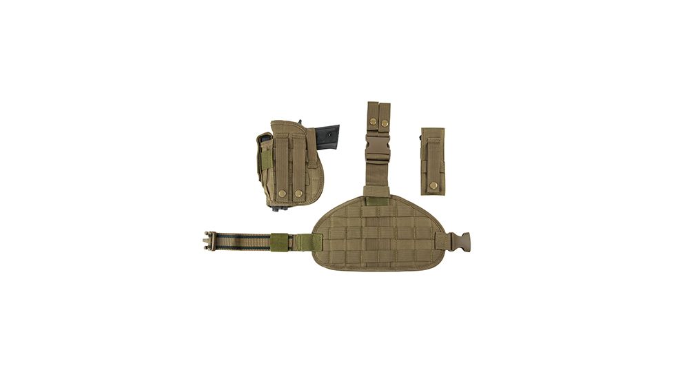 VISM 2956 Drop Leg MOLLE Panel/Holster/Pistol Magazine Pouch, Tan CVDLHOL2956T