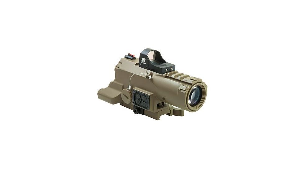 VISM ECO Prismatic Scope 4X Scope/Laser &amp; NAV LED/Green Micro Dot, Tan VECO434QRTG