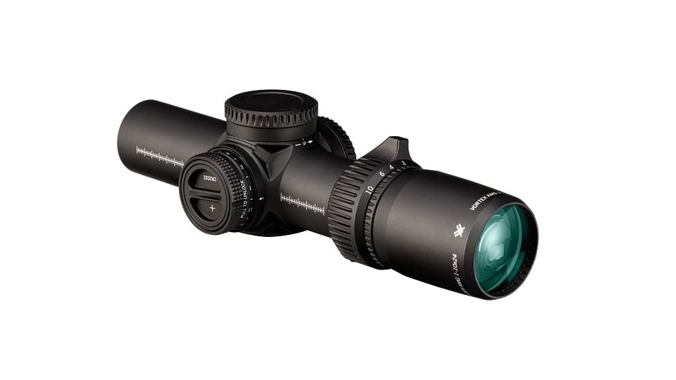 Vortex AMG 1-10x24mm LPVO 34mm Tube Rifle Scope, First Focal Plane, EBR-9 MRAD Reticle, Black, AMG-11002
