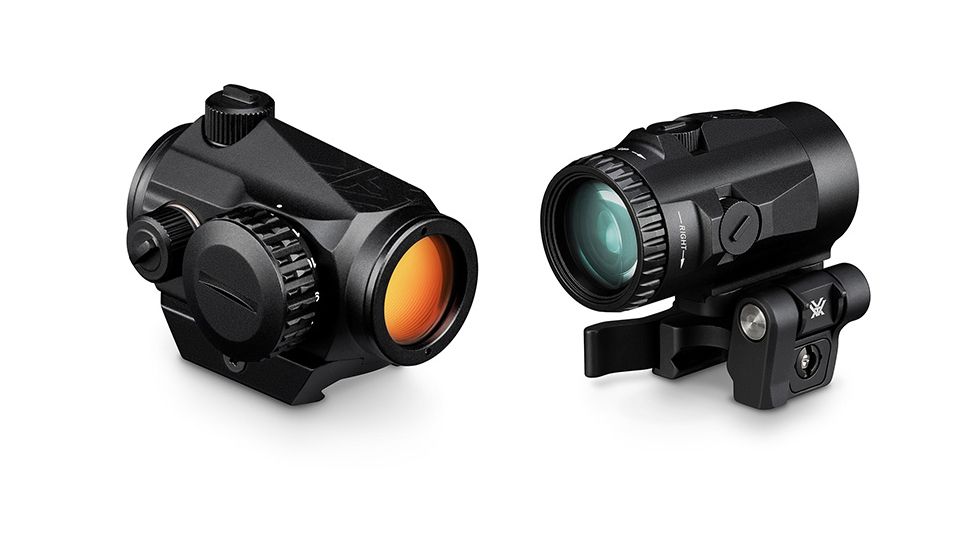 Vortex Crossfire II 2 MOA Reflex Red Dot Sight, 1x22mm, Red Dot Reticle, Anodized Matte, Black, w/Vortex V3XM Micro 3x22mm Magnifier, CF-RD2-KIT1