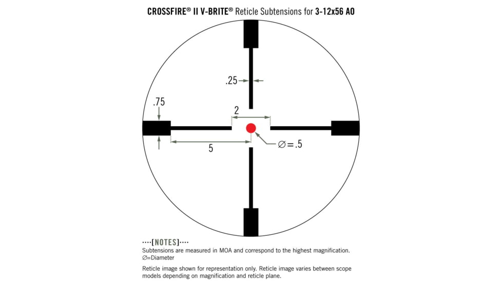 Vortex Crossfire II Hog Hunter 3-12x56mm Rifle Scope, 30mm Tube, Second Focal Plane, Black, Hard Anodized, Red V-Brite Reticle, MOA Adjustment, CF2-31049