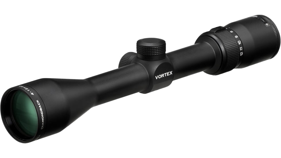 Vortex Diamondback 4-12x40mm Rifle Scope, 1 in Tube, Second Focal Plane, Black, Hard Anodized, Non-Illuminated Dead-Hold BDC Reticle, MOA Adjustment, DBK-04-BDC
