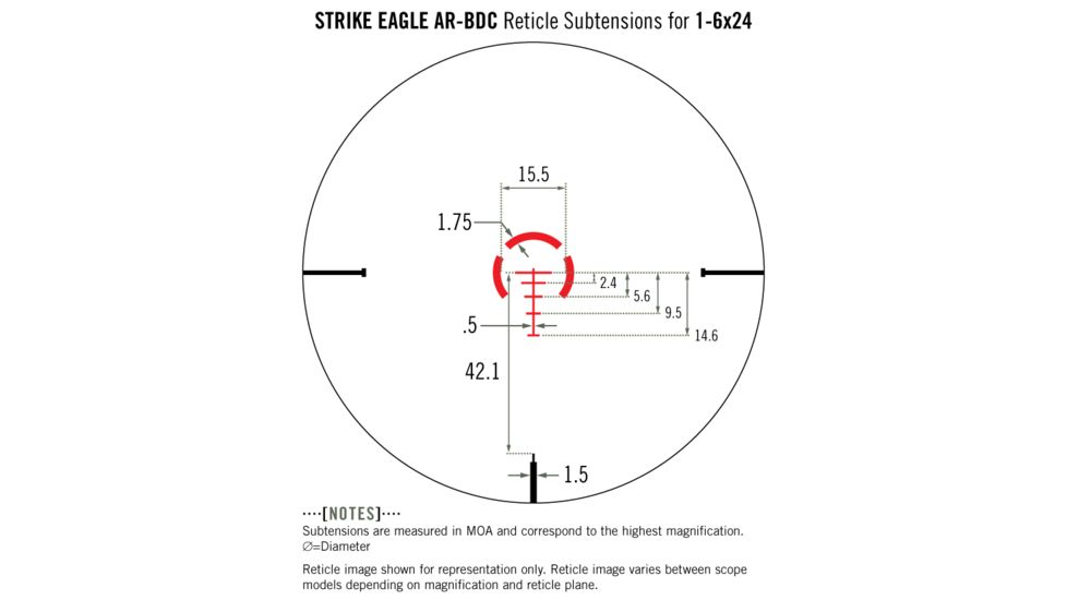 Vortex Strike Eagle 1-6x24 AR-BDC reticle MOA SE-1624-1