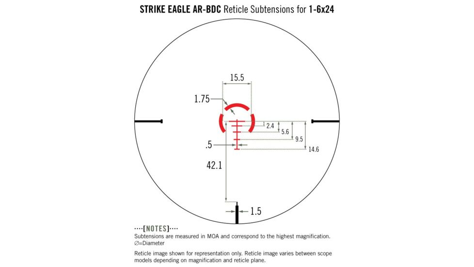 Vortex Strike Eagle 1-6x24 AR-BDC reticle MOA SE-1624-1