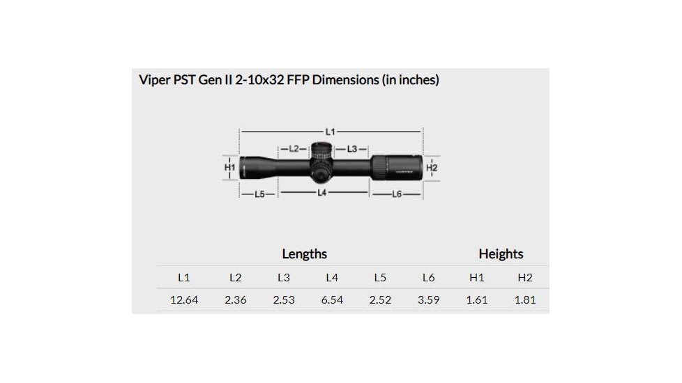 Vortex Viper PST Gen II 2-10x32mm Rifle Scope, 30mm Tube, First Focal Plane, Black, Hard Anodized, Red EBR-4 MOA Reticle, MOA Adjustment, PST-2101