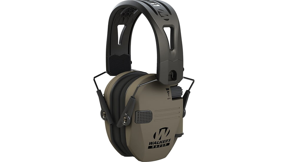 Walkers Razor Tacti-Grip Series Electronic Ear Muffs, 23 dB NRR, FDE/Black, GWP-RSEMRH-FDE