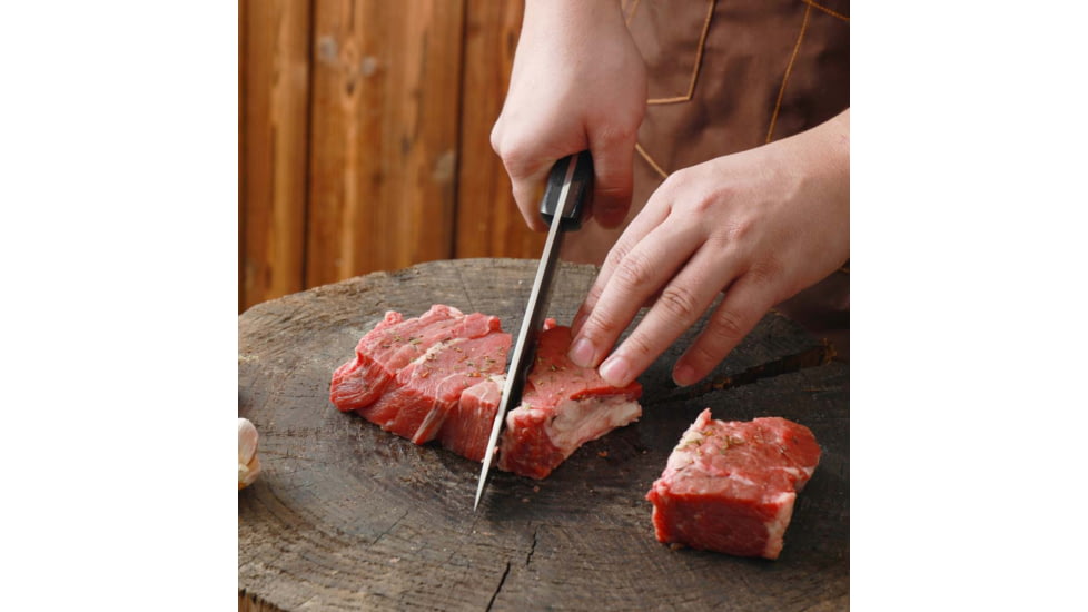 WatchFire Serbian Cleaver, 6.75in 7Cr17MoV Stainless Steel Blade, Black Pakkawood Handle, 1006373