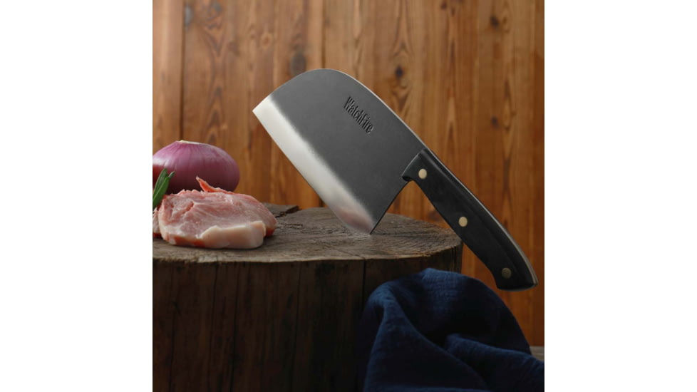 WatchFire Serbian Cleaver, 6.75in 7Cr17MoV Stainless Steel Blade, Black Pakkawood Handle, 1006373