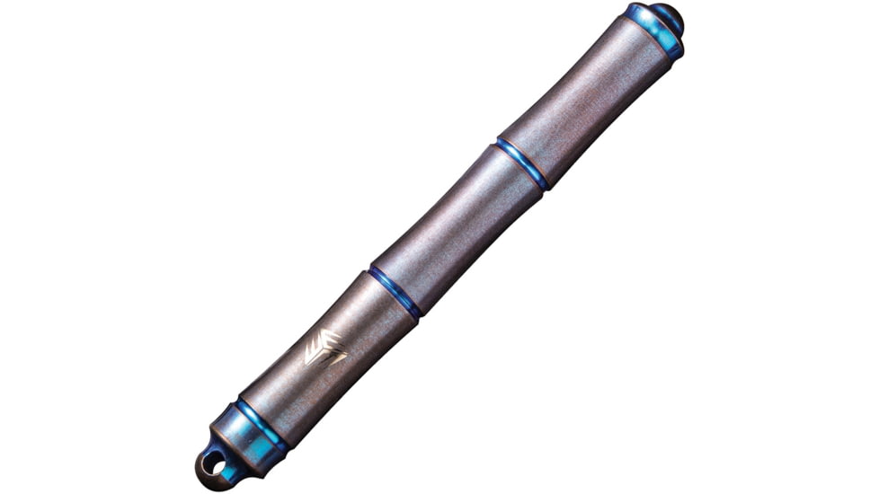 We Knife Co Ltd Syrinx Pen, 3.5in Overall, 0.56Oz, Satin And Blue Anodized Titanium Construction, SS Ring, Screw On/Off Cap, Black Ink, Includes Two Refills, TP-04A