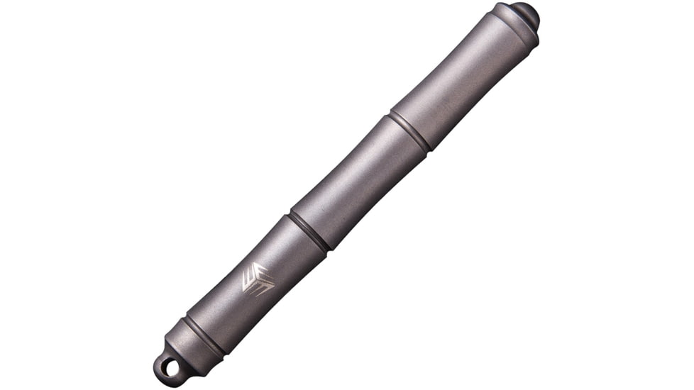 We Knife Co Ltd Syrinx Pen, 3.5in Overall, 0.56Oz, Satin Titanium Construction, SS Ring, Screw On/Off Cap, Black Ink, Includes Two Refills, TP-04B