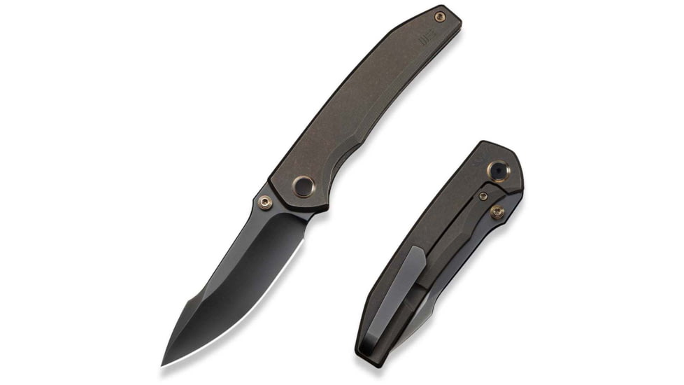 We Knife Co Ltd Ryson Thumb Stud Knife Bronze Titanium Handle 3.33inch Polished Gray Bohler M390 Blade