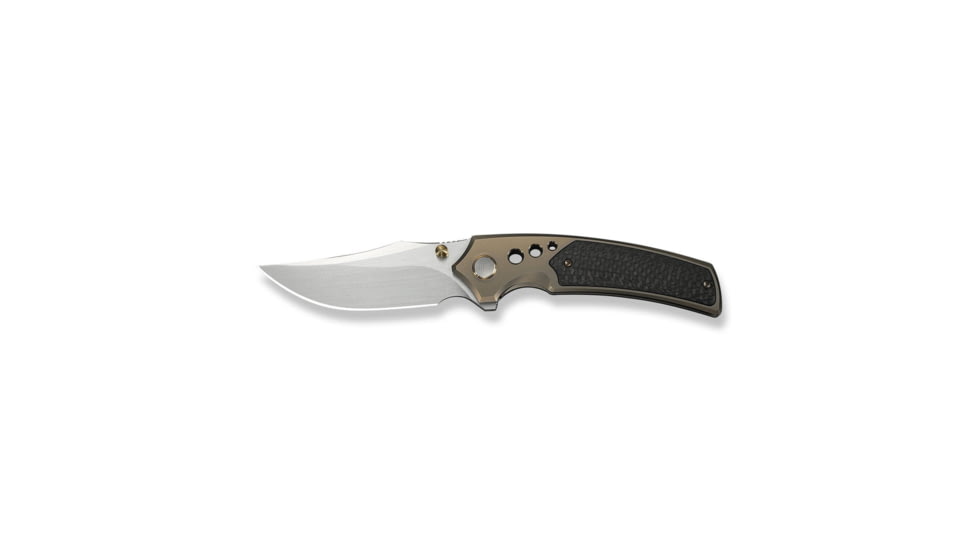 We Knife Co Ltd Skynix Flipper &amp; Thumb Stud Knife Champagne Titanium Handle With Twill Carbon Fiber Inlay