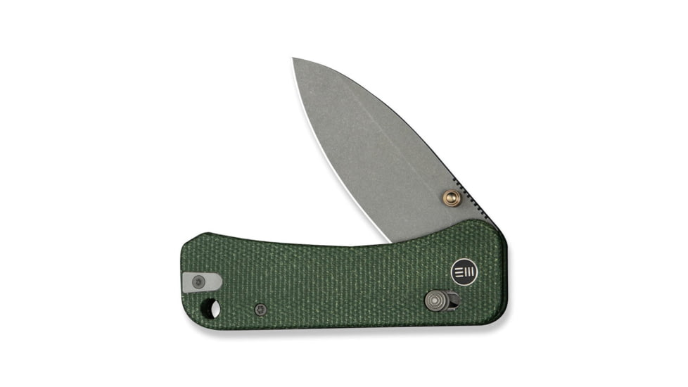 We Knife Co Ltd Weknife Banter 2 Thumb Stud &amp; Crossbar Lock Knife Green Canvas Micarta Handle - WE23075-3