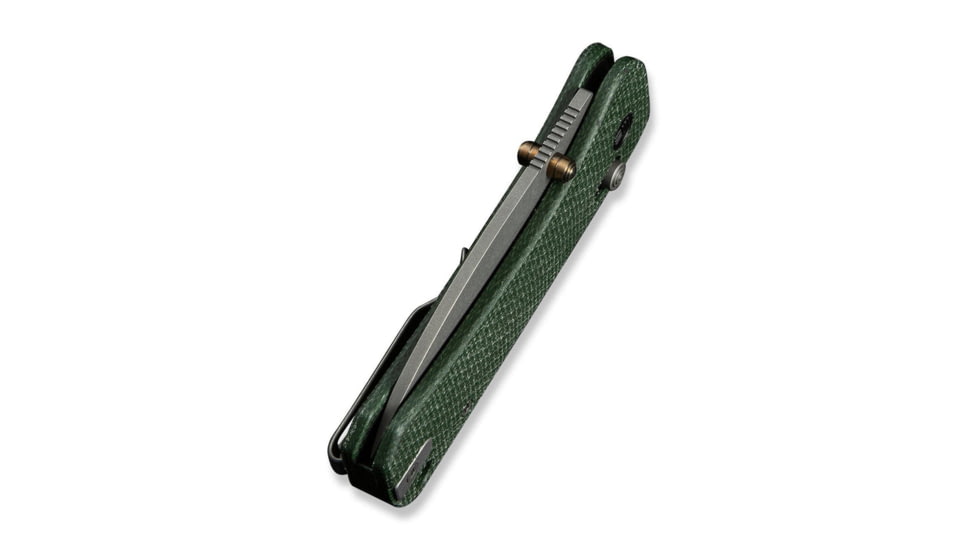 We Knife Co Ltd Weknife Banter 2 Thumb Stud &amp; Crossbar Lock Knife Green Canvas Micarta Handle - WE23075-3