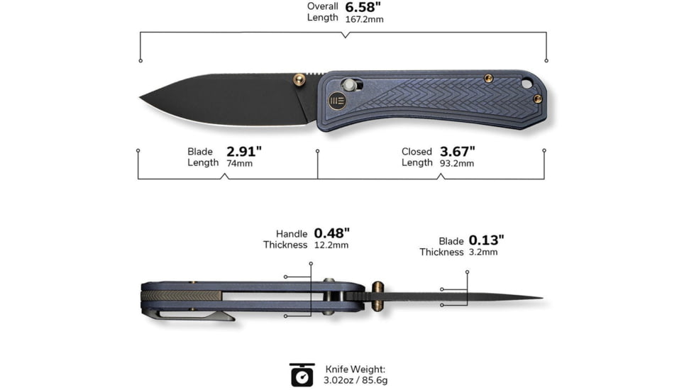 We Knife Co Ltd Weknife Bougie Banter Thumb Stud &amp; Crossbar Lock Knife Upscale Art Deco Styling On Blue Titanium Handle 2.91inch Black Stonewashed Cpm S45vn Blade We24009-1 - WE24009-1