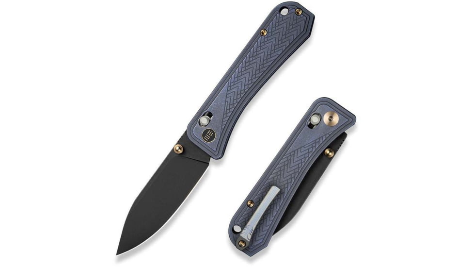 We Knife Co Ltd Weknife Bougie Banter Thumb Stud &amp; Crossbar Lock Knife Upscale Art Deco Styling On Blue Titanium Handle 2.91inch Black Stonewashed Cpm S45vn Blade We24009-1 - WE24009-1