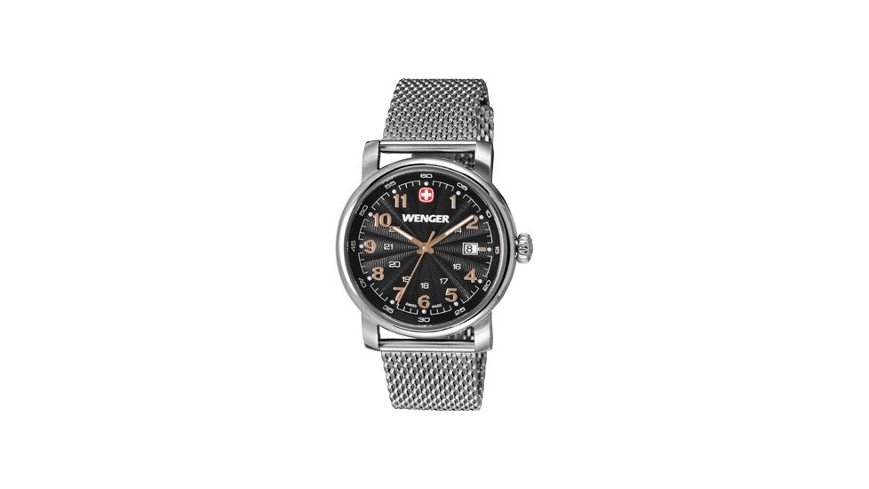 Wenger Urban Classic Black Sunray Textured Dial, Stainless Steel Mesh Bracelet 1041.106