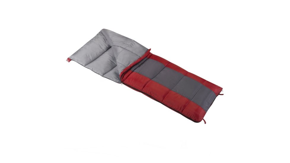 Wenzel Lakeside 40-Degree Sleeping Bag, Red/Gray, 78 in X 33 in, 7409419