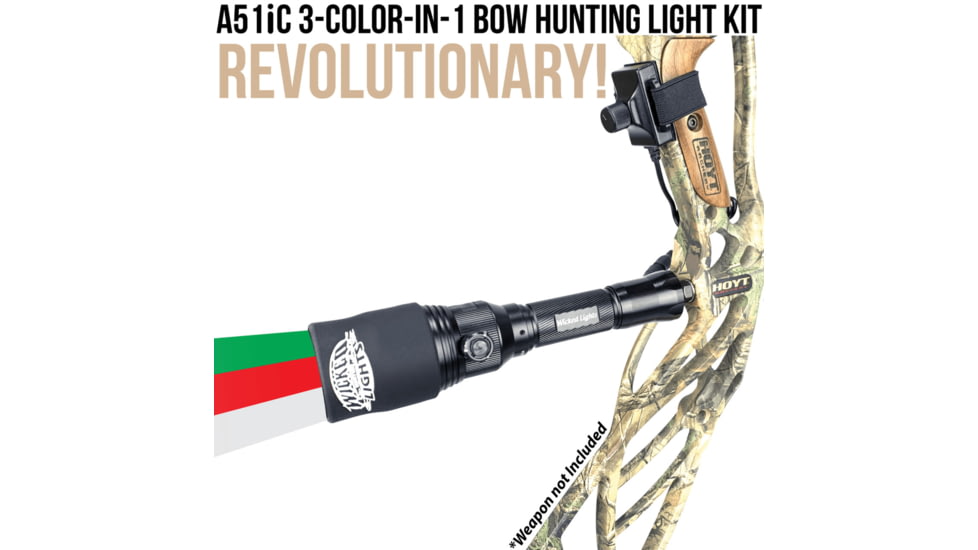 Wicked Hunting Lights A51iC 3-Color-In-1 Bow Hunting Light Kit, Green, Red, White, W2059