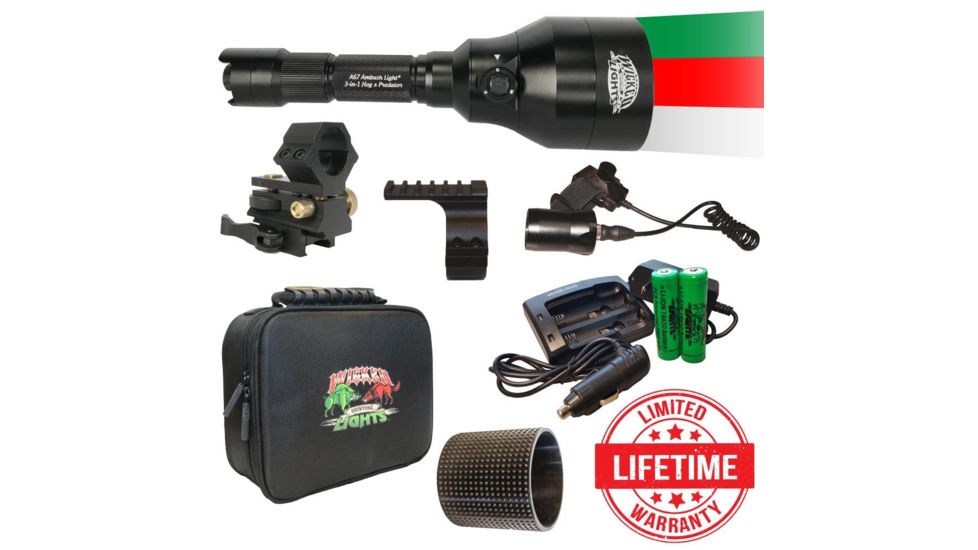 Wicked Hunting Lights A67iC 3-Color-In-1 Night Hunting Gun Light Kit, Green/Red/White, W2021