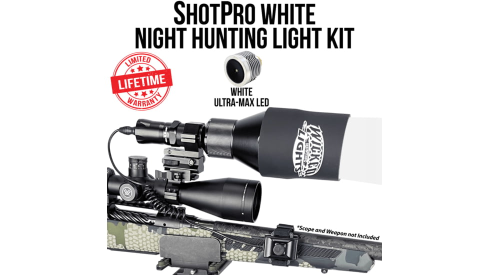 Wicked Hunting Lights ShotPro Ultra-Max LED Extreme Range Night Hunting Light Kit, White, W2094