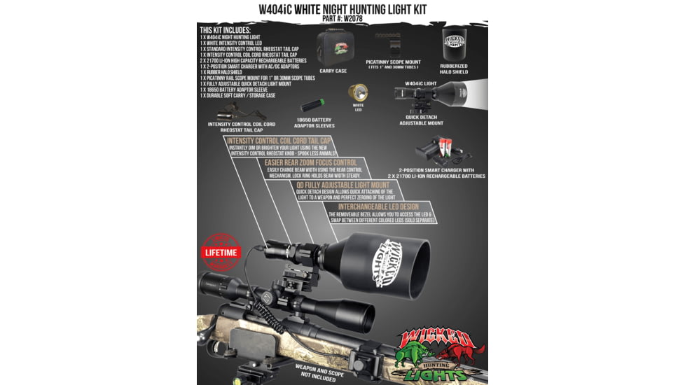Wicked Hunting Lights W404iC Night Hunting Light Kit, White, W2078