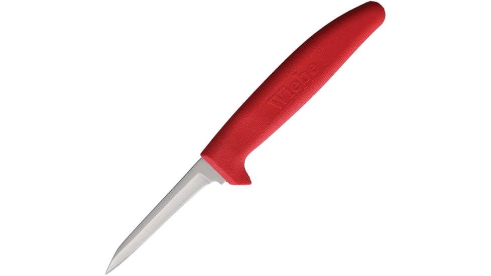 Wiebe Knives Soft Handle Skinner Knife, 7.88in Overall, 3in Satin Finish Stainless Skinner Blade, Red Rubberized Nylon Handle, DS09 SOF-HD