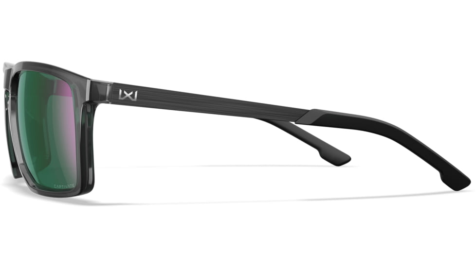 Wiley X Active 6 Axe Captivate Pol Sunglasses, Gloss Crystal Grey, Green Mirror Lens, AC6AXE07