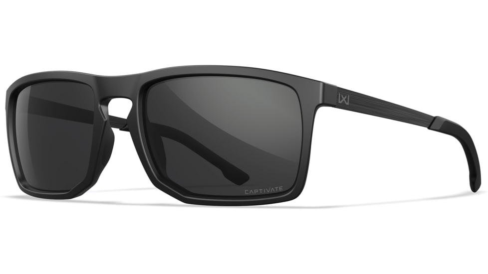 Wiley X Active 6 Axe Captivate Pol Sunglasses, Matte Black Frame, Grey Lens, AC6AXE02