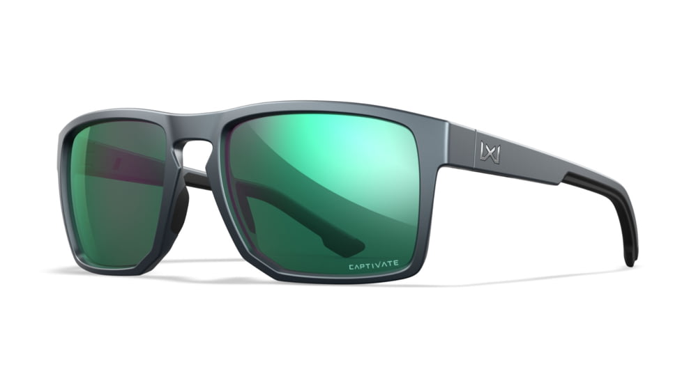 Wiley X WX Founder Active 6 Sunglasses, Captivate Polarized Green Mirror/Matte Graphite Fr, AC6FND07