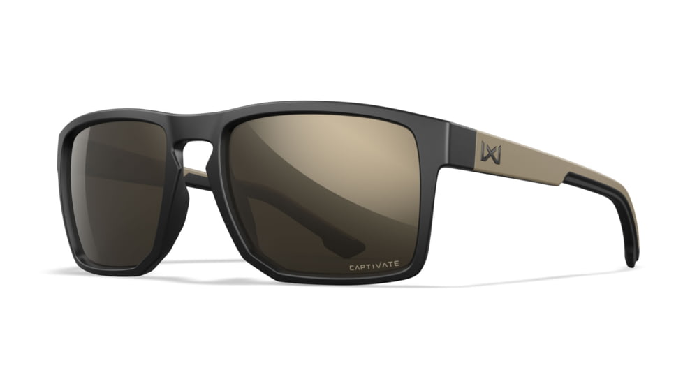 Wiley X WX Founder Active 6 Sunglasses, Captivate Tungsten Mirror/Matte Black And Tan Fram, AC6FND04