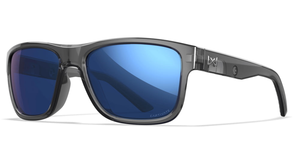 Wiley X Active 6 Ovation Matte Sunglasses, Capture Polar Blue Mirror, Crystal Dark Grey Lens, AC6OFN19
