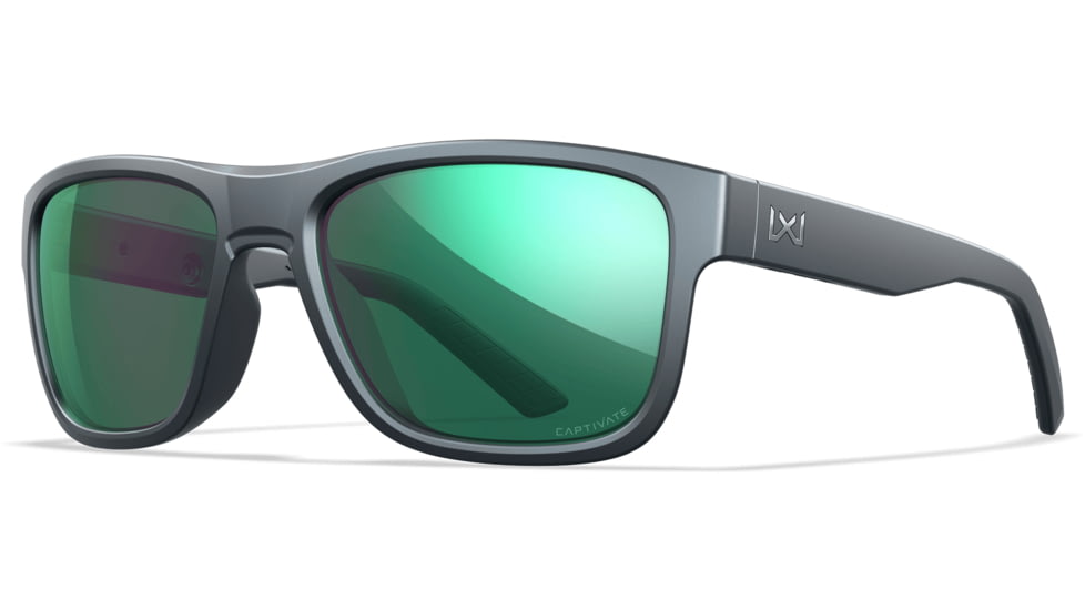 Wiley X Active 6 Ovation Matte Sunglasses, Polar Green Mirror, Graphite Grey Lens, AC6OVN17